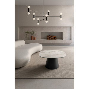 Tavolino con top in ceramica su vetro e struttura in metallo Antracite Pillar big 90cm X 90cm H 45cm Stones