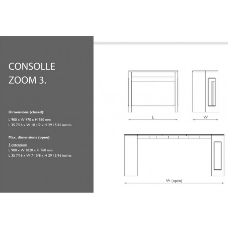 Consolle Zoom 3 olmo allungabile 90x47x76 cm.