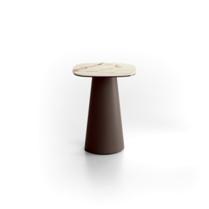 Zoom Tavolino con top in ceramica su vetro e struttura in metallo Bronzo Pillar small 40cm X 40cm H 50cm Stones