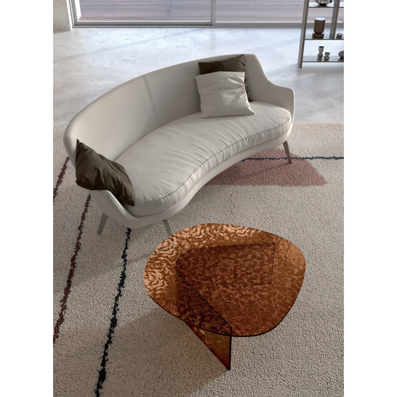 Tavolino in vetro martellato Fold big 90cm X 90cm H 35cm Stones