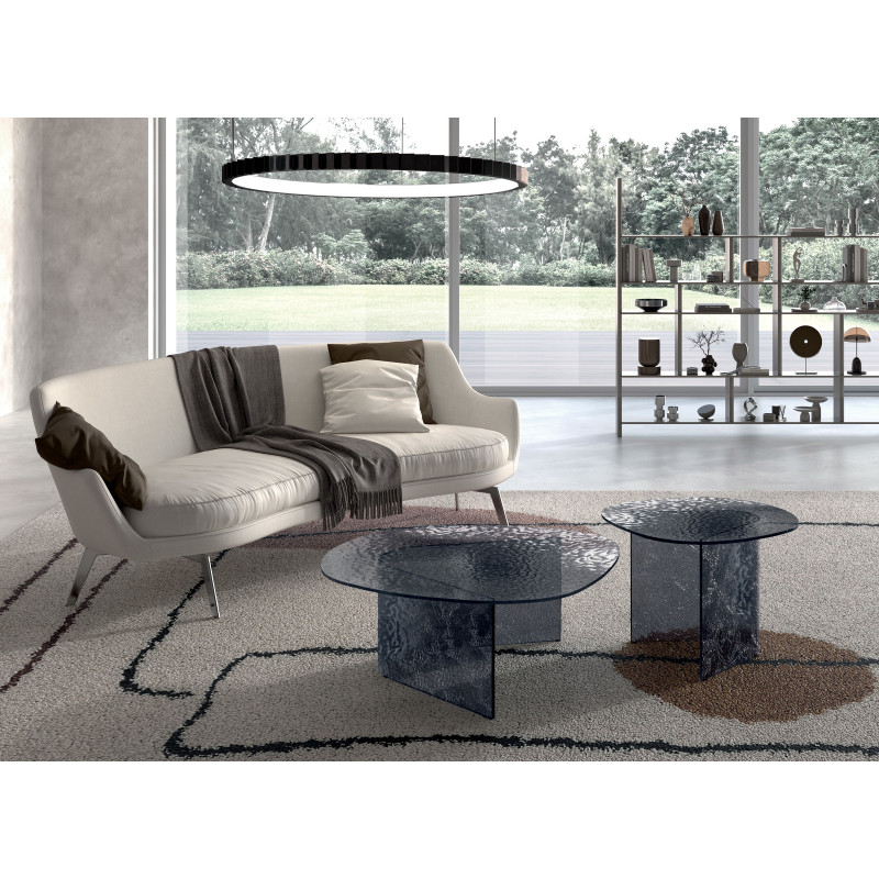 Tavolino in vetro martellato Fold big 90cm X 90cm H 35cm Stones