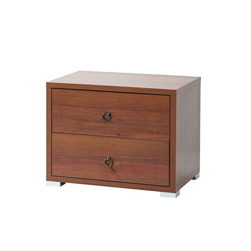 Comodino 2 cassetti 52x36x43H noce antico