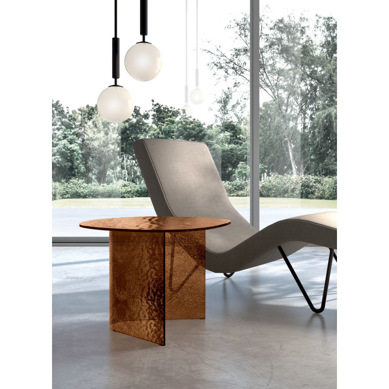 Tavolino in vetro martellato Fold small 60cm X 60cm H 44cm Stones