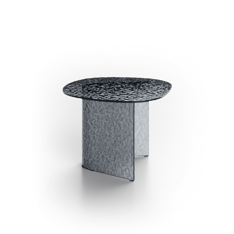 Tavolino in vetro martellato Fold small 60cm X 60cm H 44cm Stones