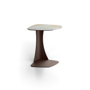 Zoom Tavolino con top in ceramica su vetro e struttura in metallo Bronzo Menhir 45cm X 45cm H 53cm Stones