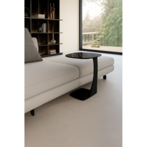 Tavolino con top in ceramica su vetro e struttura in metallo Nero Menhir 45cm X 45cm H 53cm Stones