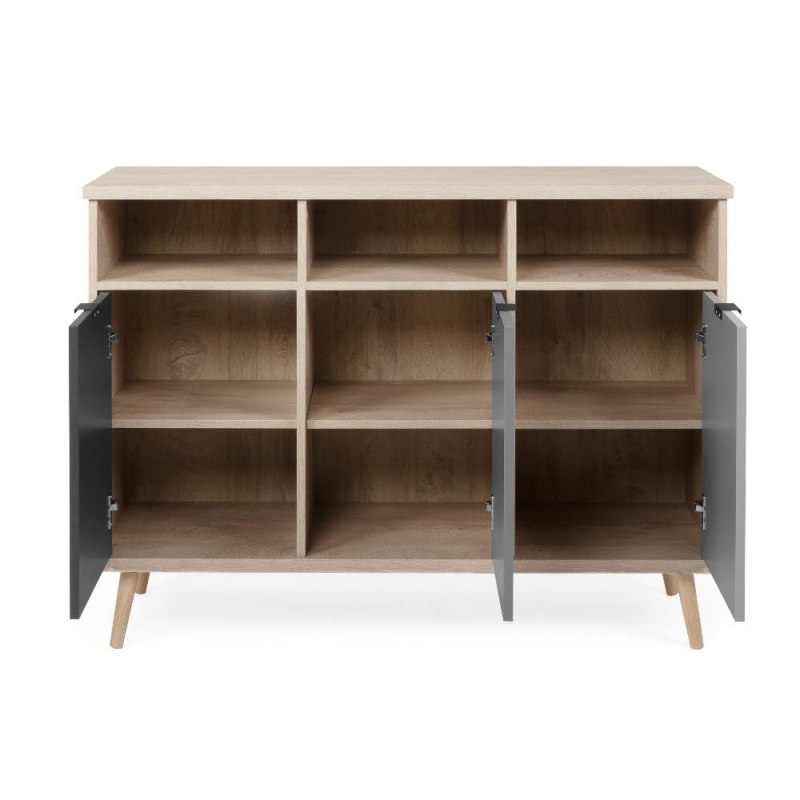 Credenza Epik 51 rovere antracite grigio 3 ante 120x40x88,3