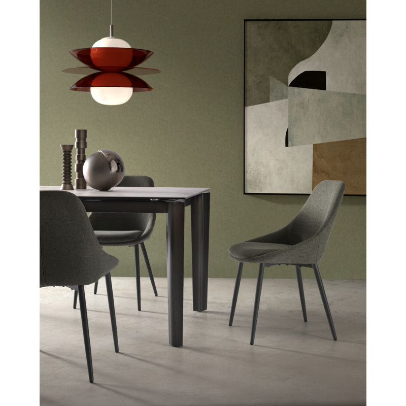 Set di 4 Sedie in tessuto easy-clean Gambe in metallo verniciato Kira 51cm X 59cm H 85cm Stones