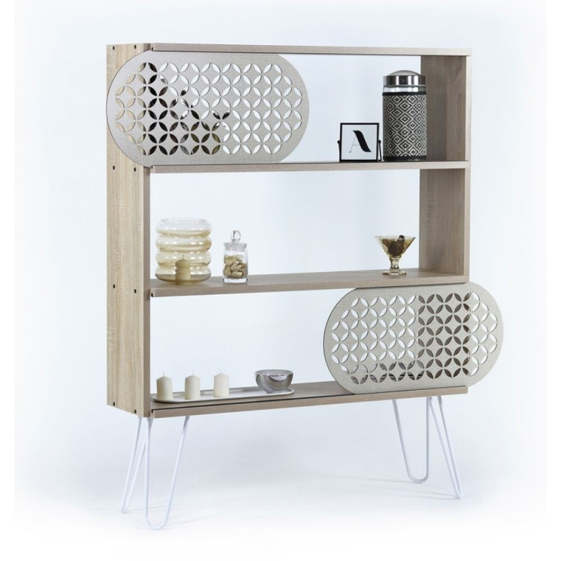 Libreria 3 ripiani Illia rovere nero 94x25x117