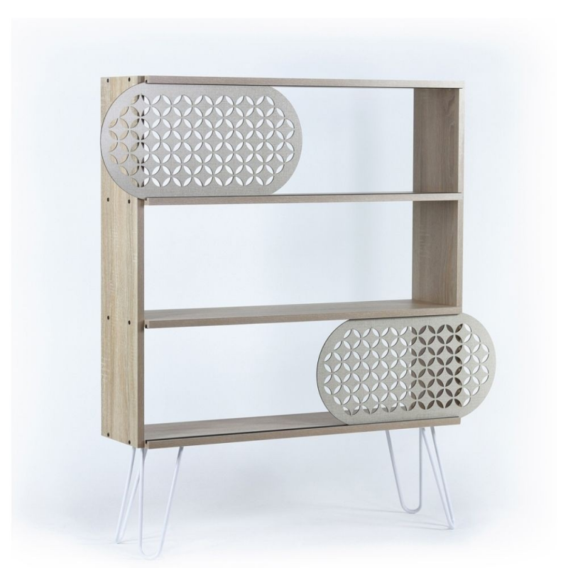 Libreria 3 ripiani Illia rovere nero 94x25x117