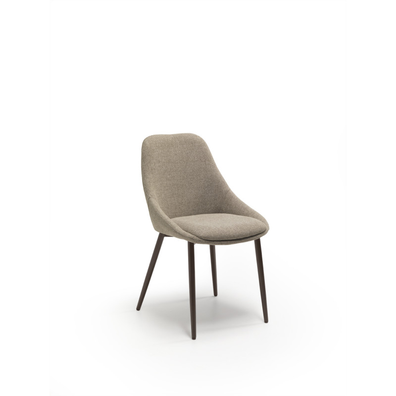 Set di 4 Sedie in tessuto easy-clean Gambe in metallo verniciato Kira 51cm X 59cm H 85cm Stones