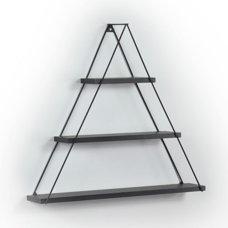 Mensola triangolare Moset 3 ripiani nero MT191005