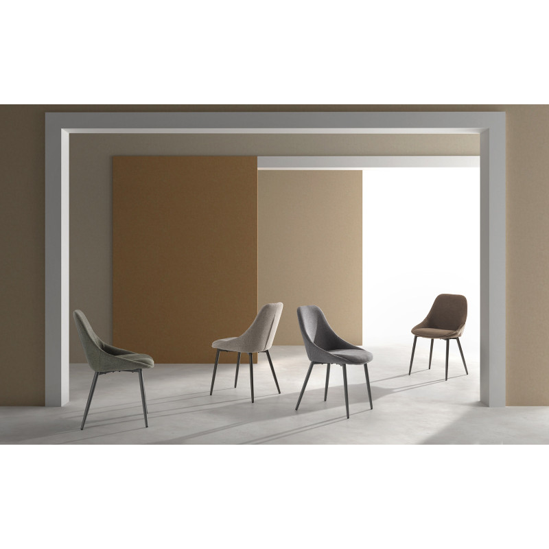 Set di 4 Sedie in tessuto easy-clean Gambe in metallo verniciato Kira 51cm X 59cm H 85cm Stones