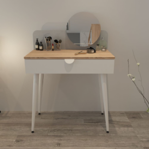 Tavolino Krell Toeletta con con specchio colore sonoma e bianco