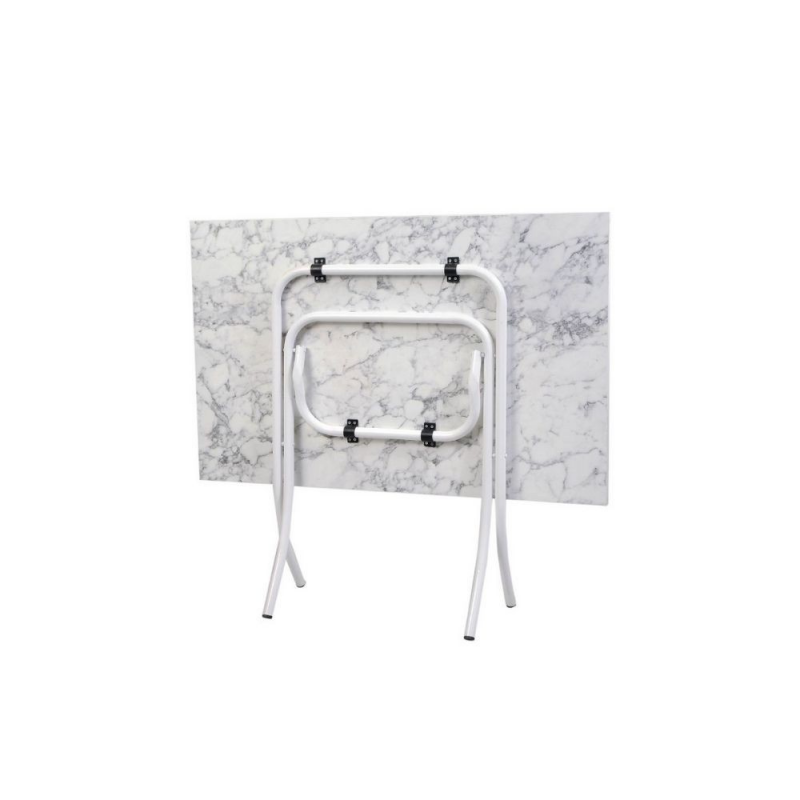 Tavolo pieghevole 10151 60x90 marmo bianco e gambe bianco