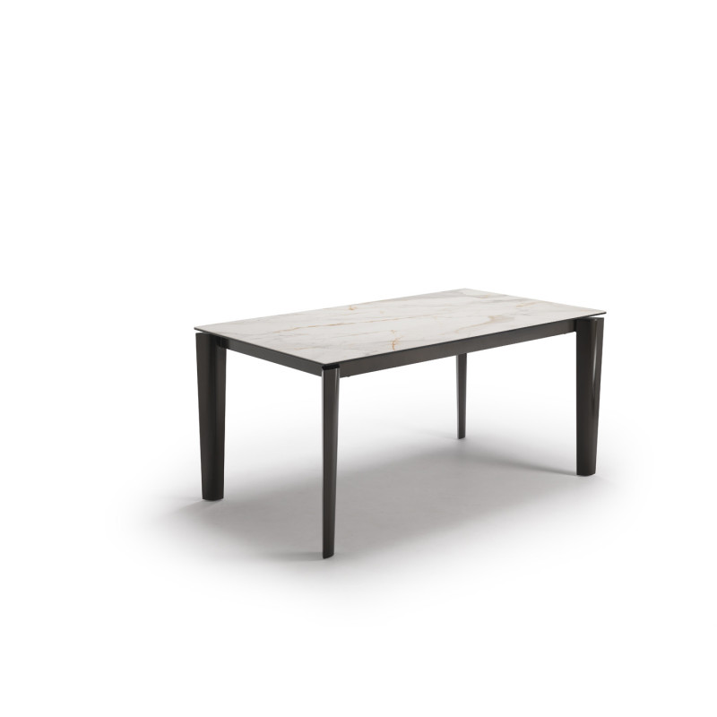 Tavolo con top in ceramica su vetro e struttura in metallo Bronzo opaco Horus 90cm X 160-240cm H 76cm Stones