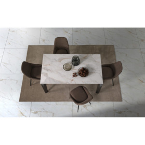 Zoom Tavolo con top in ceramica su vetro e struttura in metallo Bronzo opaco Horus 90cm X 160-240cm H 76cm Stones