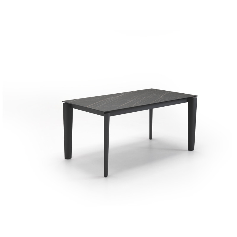 Tavolo con top in ceramica su vetro e struttura in metallo Antracite opaco Horus 90cm X 160-240cm H 76cm Stones