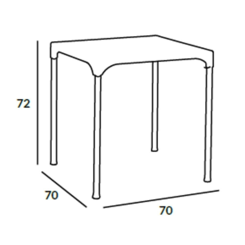 Tavolo Prime polipropilene bianco quadrato 70x70