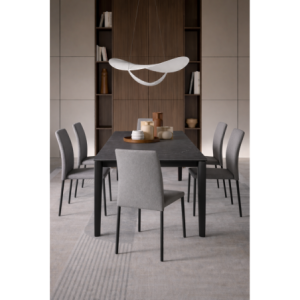 Zoom Tavolo con top in ceramica su vetro e struttura in metallo Antracite opaco Horus 90cm X 160-240cm H 76cm Stones