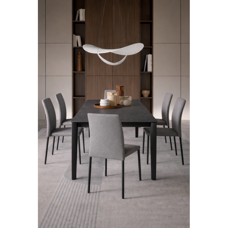 Tavolo con top in ceramica su vetro e struttura in metallo Antracite opaco Horus 90cm X 160-240cm H 76cm Stones