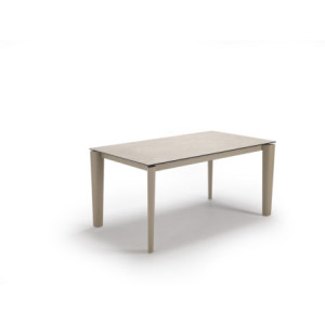 Tavolo con top in ceramica su vetro e struttura in metallo Sabbia opaco Horus 40cm X 160-240cm H 76cm Stones
