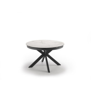 Tavolo con top in ceramica su vetro e struttura in metallo Antracite opaco Moon 120cm X 120-160cm H 76cm Stones