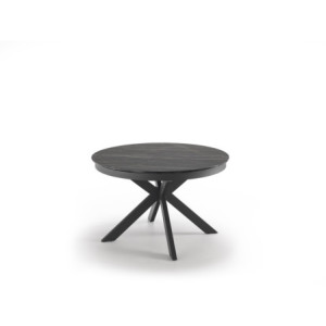 Tavolo con top in ceramica su vetro e struttura in metallo Antracite opaco Moon 120cm X 120-160cm H 76cm Stones