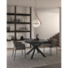 Tavolo con top in ceramica su vetro e struttura in metallo Antracite opaco Moon 120cm X 120-160cm H 76cm Stones