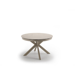 Tavolo con top in ceramica su vetro e struttura in metallo Sabbia opaco Moon 120cm X 120-160cm H 76cm Stones