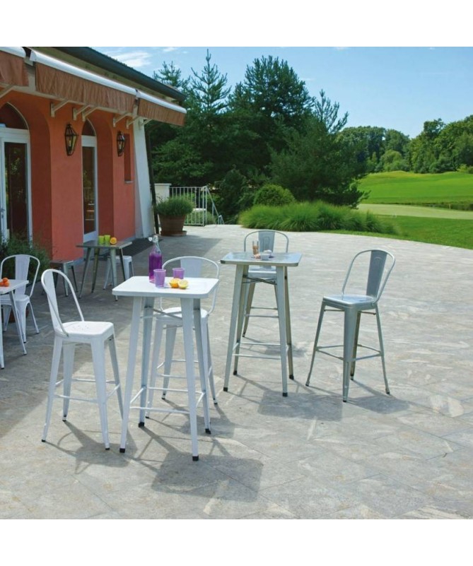 Tavolo alto MOIA in lamiera galvanizzata grigio