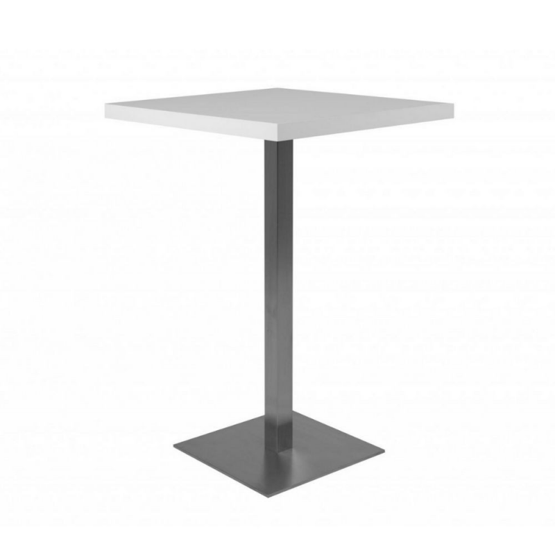 Tavolo alto Quadrato 70x70x105 h cm piano bianco e base cromo