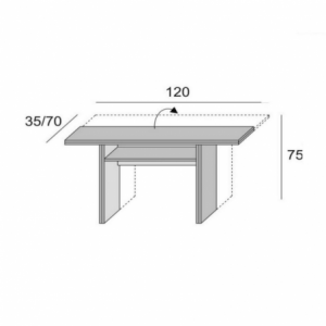 Tavolo consolle ripiegabile Ikebana cemento 120x35