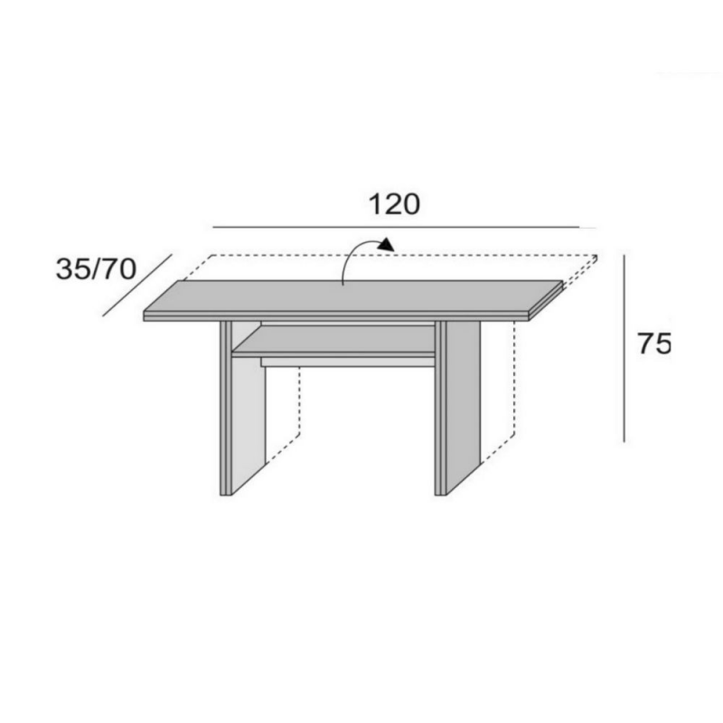 Tavolo consolle ripiegabile Ikebana cemento 120x35