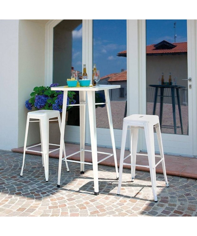 Set di due Sgabelli MOIA alti in lamiera galvanizzata avorio