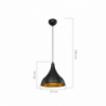 Lampada a sospensione Leda ASZ1338 in metallo nero