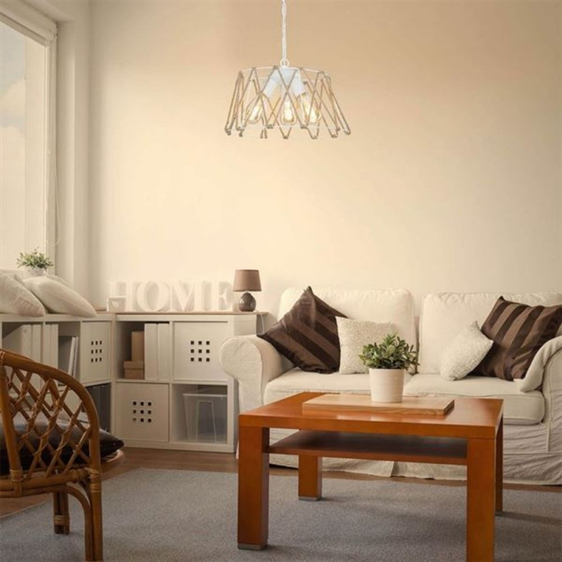 Lampada a sospensione Evren ASZ1030 3 luci metallo bianco e corda