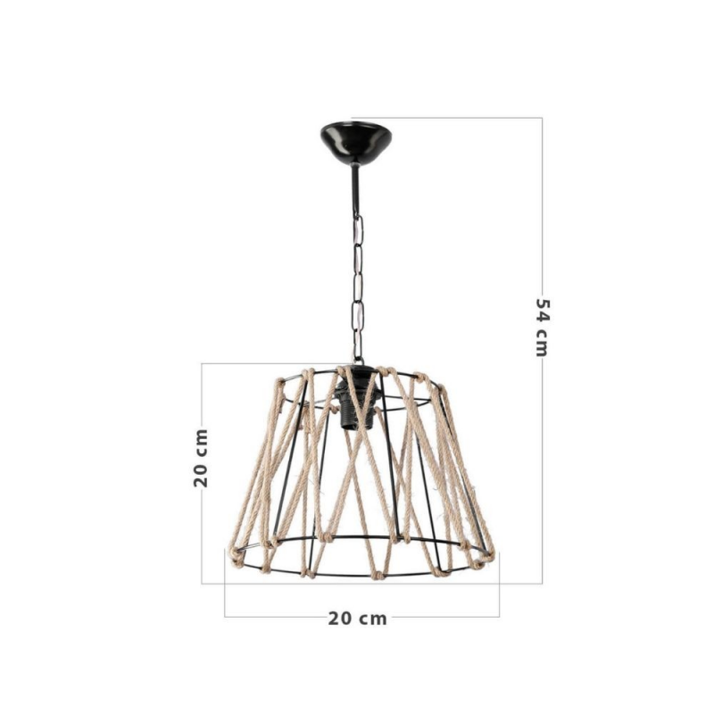 Lampada a sospensione Evren ASZ0881 metallo nero e corda