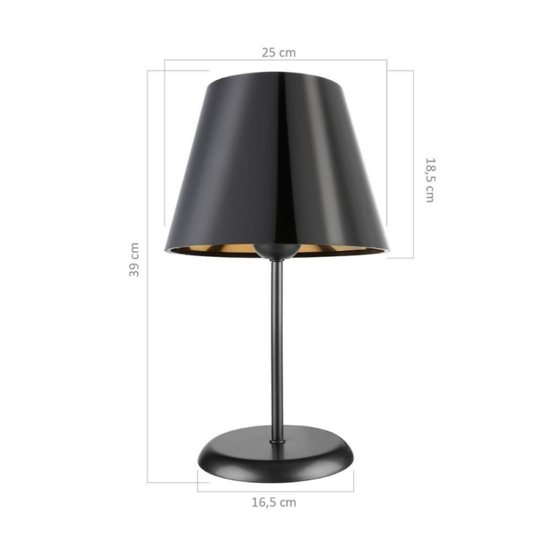 Lampada da tavolo Verda ASZ1212 in metallo e paralume tessuto nero