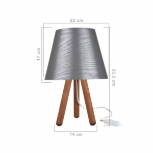Zoom Lampada da tavolo Pino ASZ1453 treppiede legno e paralume grigio