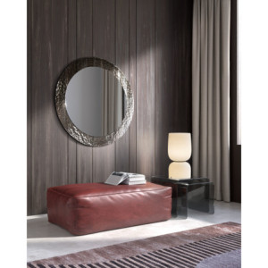 Specchio da parete con cornice in vetro cotto colore Bronzo Struttura in metallo Iride 100cm X 100cm H 0cm Stones