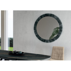 Specchio da parete con cornice in vetro cotto colore Fumé Struttura in metallo Iride 100cm X 100cm H 0cm Stones