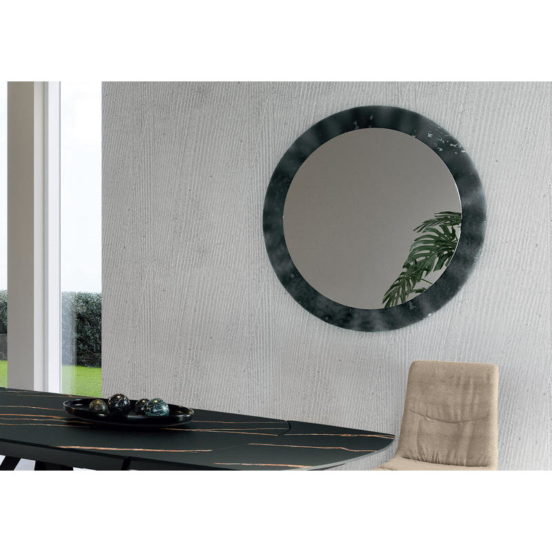 Specchio da parete con cornice in vetro cotto colore Fumé Struttura in metallo Iride 100cm X 100cm H 0cm Stones