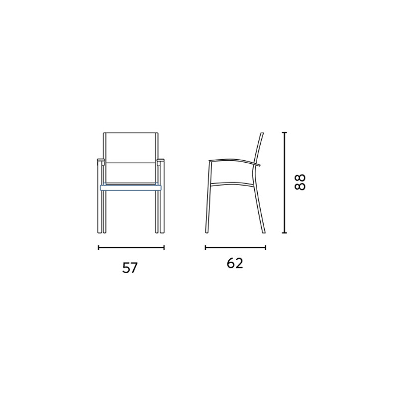 Set 2 Sedie Amalfi Moia alluminio textilene nero esterno
