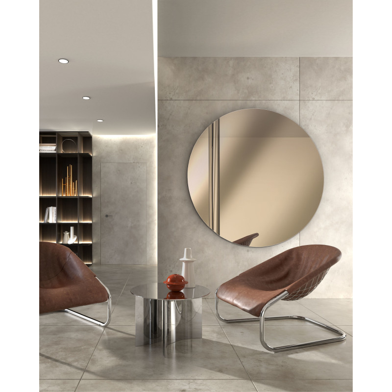 Specchio da parete con vetro finitura Fumé Struttura in metallo Coin 90cm X 90cm H 0cm Stones
