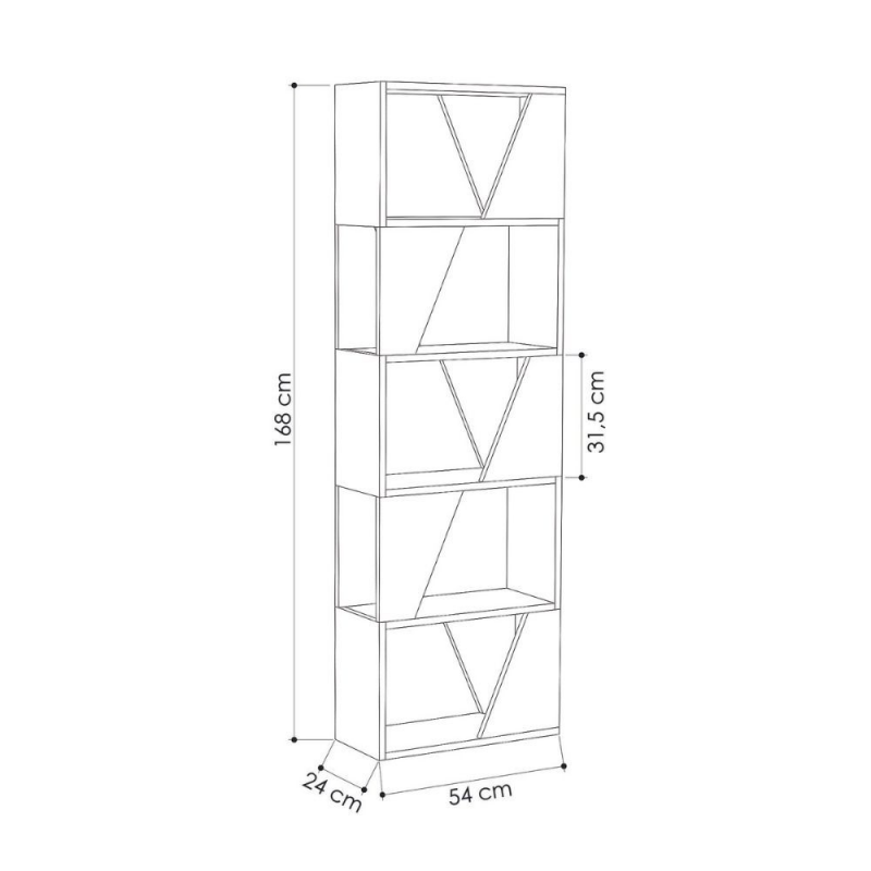 Libreria Frame bianca 5 ripiani 54x168