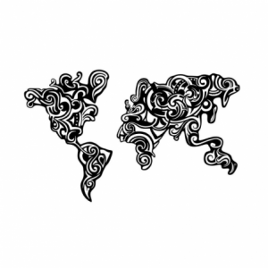 Zoom Cornice decorativa Tribal metallo nero mappa continenti