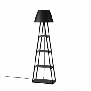 Zoom Lampada da terra Pal in legno nero antracite con mensole 50x165
