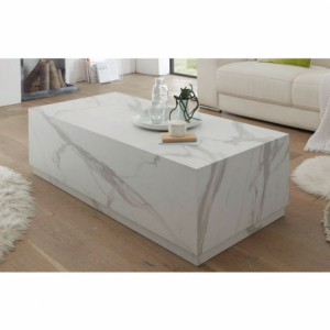 Tavolino da salotto Marko effetto marmo bianco