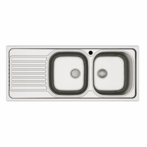 Lavello incasso cucina MP1162SX acciaio116x50 cm due vasche e gocciolatoio sinistro